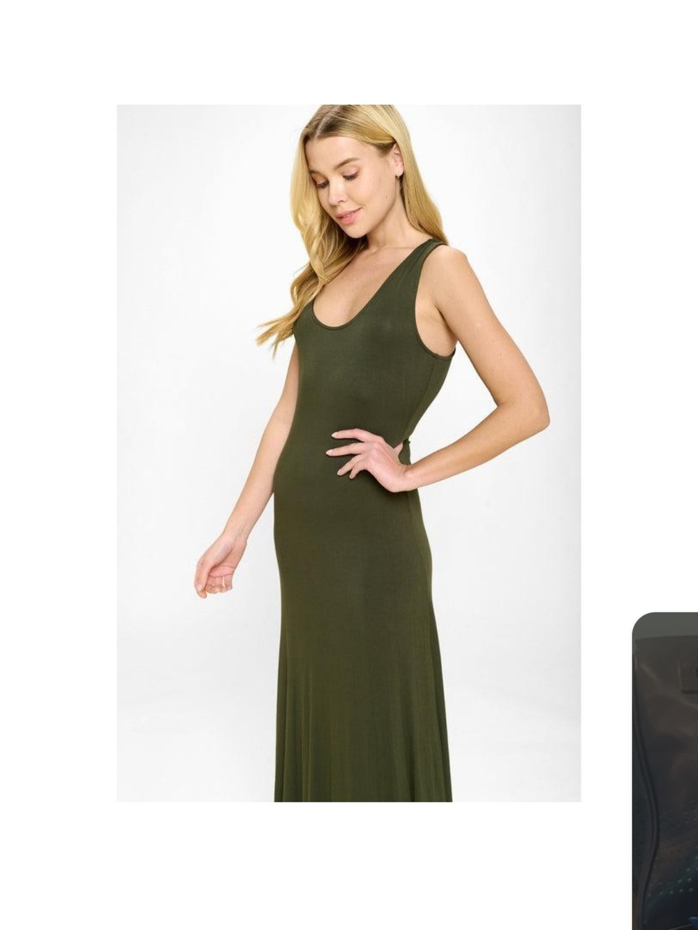 The WEST K Kelly Knit Racerback Maxi Dress in Olive (Size Large) - Picture 3 of 5